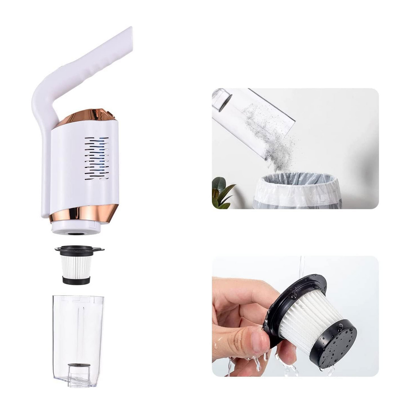 • 2-in-1 cordless vacuum cleaner and dustpan for home and car with a 2-year warranty